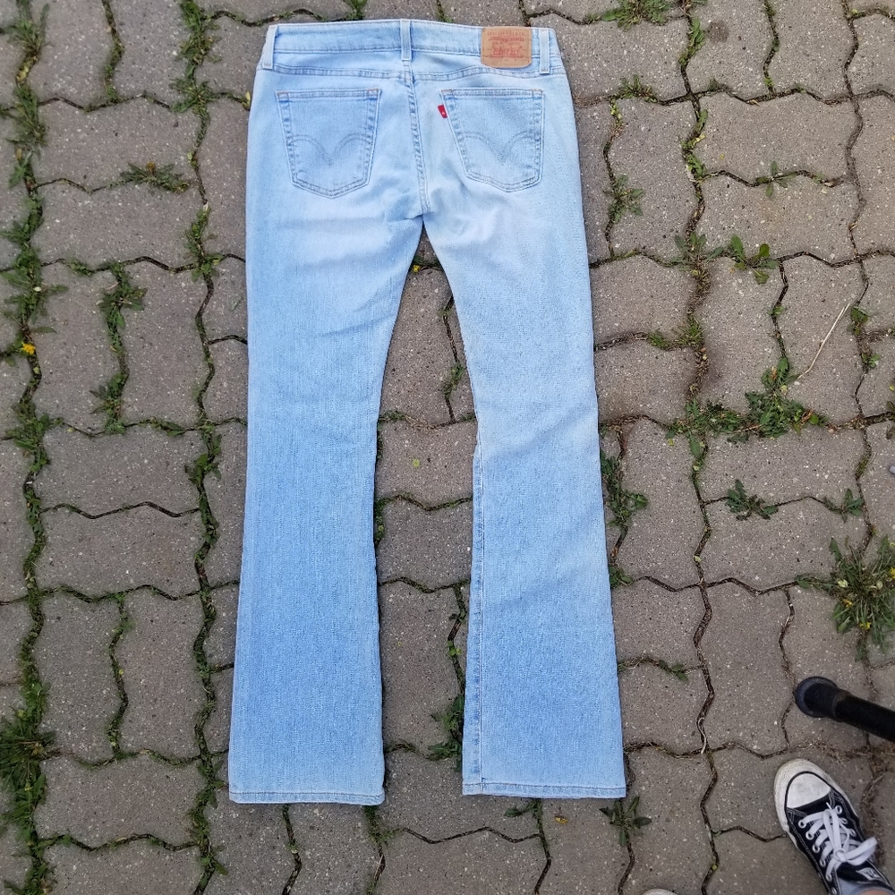 Y2K Levi Too Superlow Stretch bell bottom flare jeans light blue 9 - Picture 8 of 15